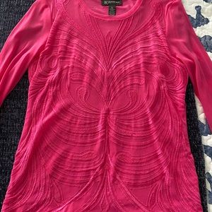 INC Fuchsia top (L) 3/4 sleeve thin shimmer
